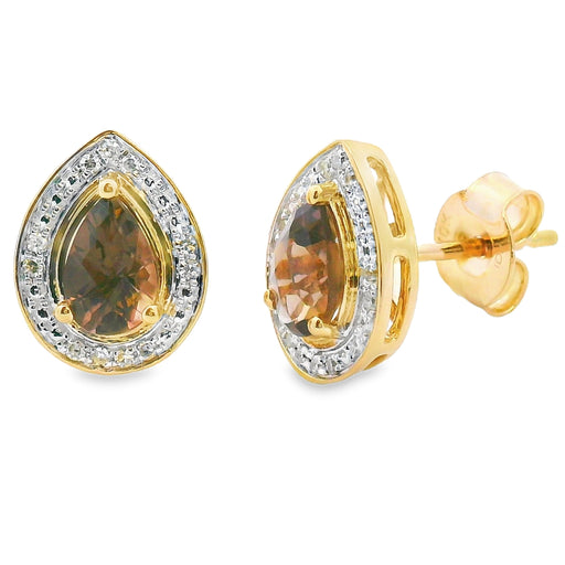 Bids.com .87ct Quartz Diamond Dangle Earrings 10KT Yellow Gold Earrings
