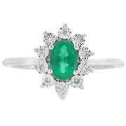 Bids.com .43ct Emerald Diamond Ring 10KT White Gold Rings