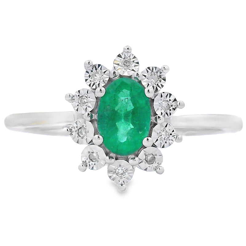Bids.com .43ct Emerald Diamond Ring 10KT White Gold Rings