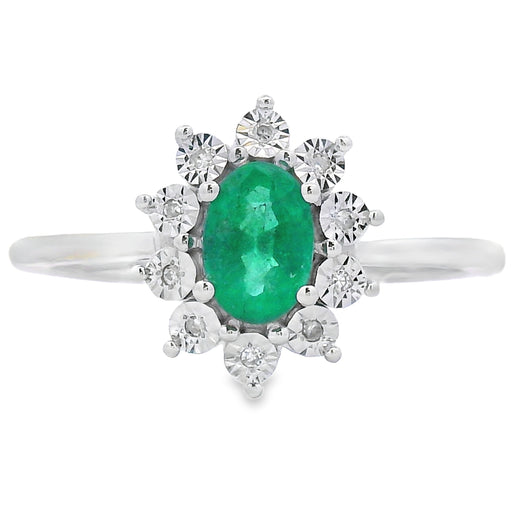 Bids.com .43ct Emerald Diamond Ring 10KT White Gold Rings