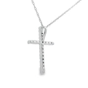 Bids.com .11ct Diamond Cross Religious Pendant 14KT White Gold Pendants