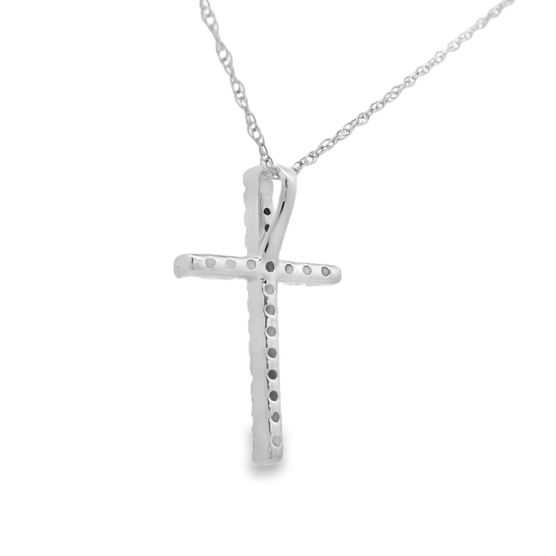 Bids.com .11ct Diamond Cross Religious Pendant 14KT White Gold Pendants