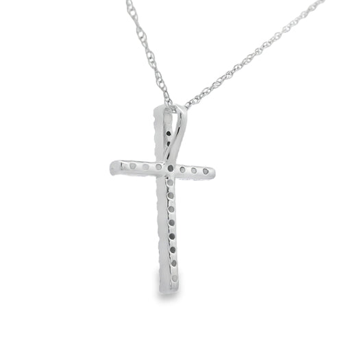 Bids.com .11ct Diamond Cross Religious Pendant 14KT White Gold Pendants