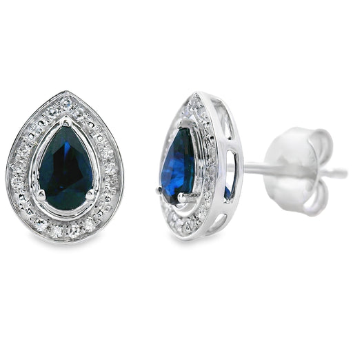 Bids.com .58ct Sapphire Diamond Stud Earrings 10KT White Gold Earrings