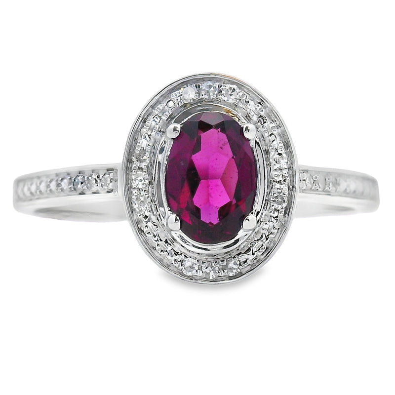 Bids.com .62ct Garnet Diamond Ring 10KT White Gold Rings