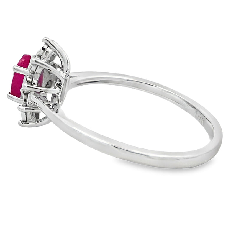 Bids.com .63ct Ruby Diamond Ring 10KT White Gold Rings