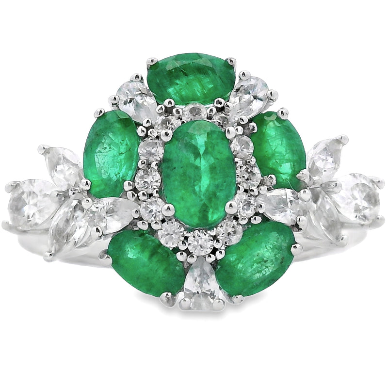 Bids.com 2.98ct Emerald Zircon Ring Sterling Silver Rings