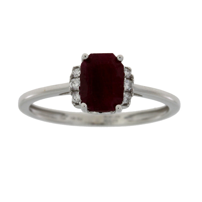 Bids.com 1.38ct Ruby Diamond Ring 14KT White Gold Rings