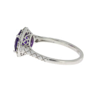 Bids.com 2.07ct Amethyst Diamond Ring 14KT White Gold Rings