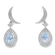Bids.com Aquamarine Diamond Dangle Earrings 10KT White Gold Earrings