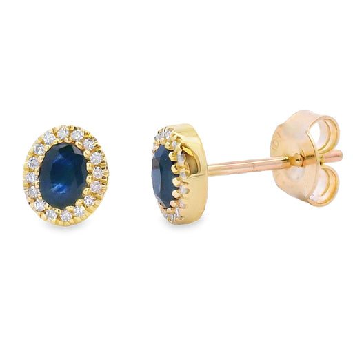 Bids.com .54ct Sapphire Diamond Stud Earrings 10KT Yellow Gold Earrings