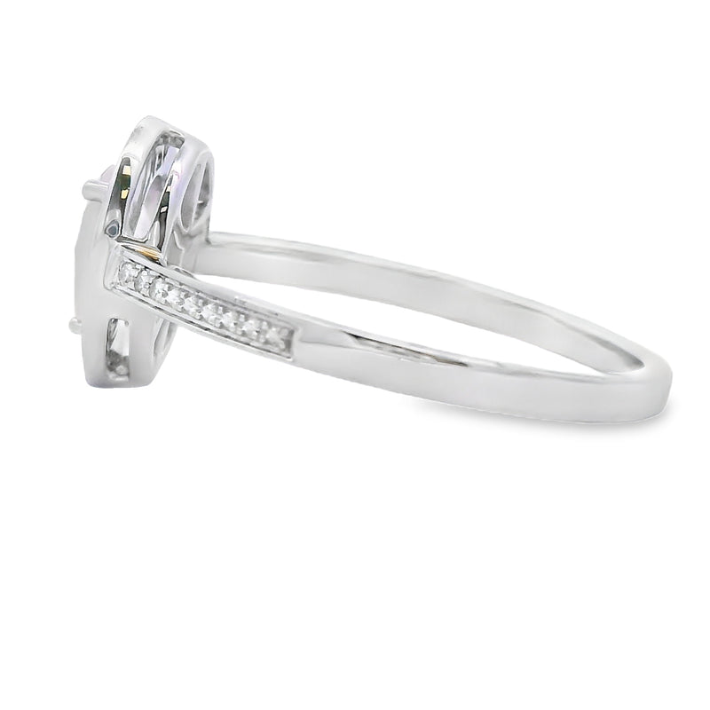 Bids.com .44ct Rose Quartz Diamond Ring 10KT White Gold Rings
