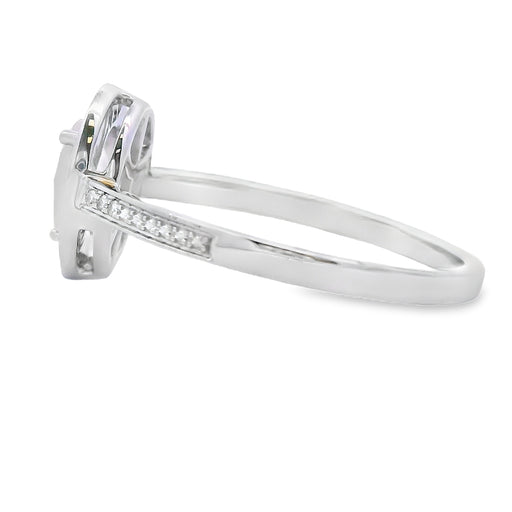 Bids.com .44ct Rose Quartz Diamond Ring 10KT White Gold Rings