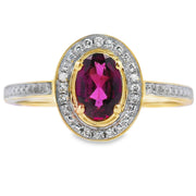 Bids.com .62ct Garnet Diamond Ring 10KT Yellow Gold Rings