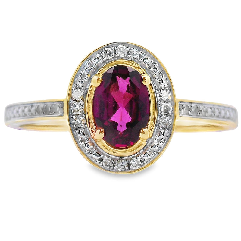 Bids.com .62ct Garnet Diamond Ring 10KT Yellow Gold Rings