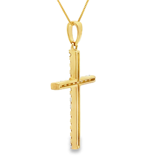 Bids.com .21ct Diamond Cross Religious Pendant 14KT Yellow Gold Pendants