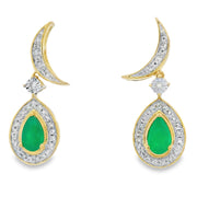 Bids.com Chalcedony Diamond Dangle Earrings 10KT Yellow Gold Earrings