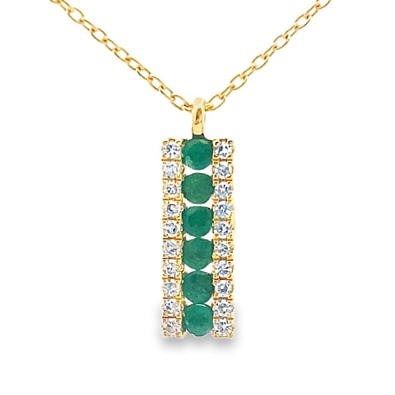 Bids.com .30ct Emerald Diamond Fashion Pendants 14KT Yellow Gold Pendants
