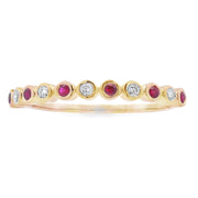 Bids.com .13ct Ruby Diamond stackable band set 14KT Yellow Gold Rings