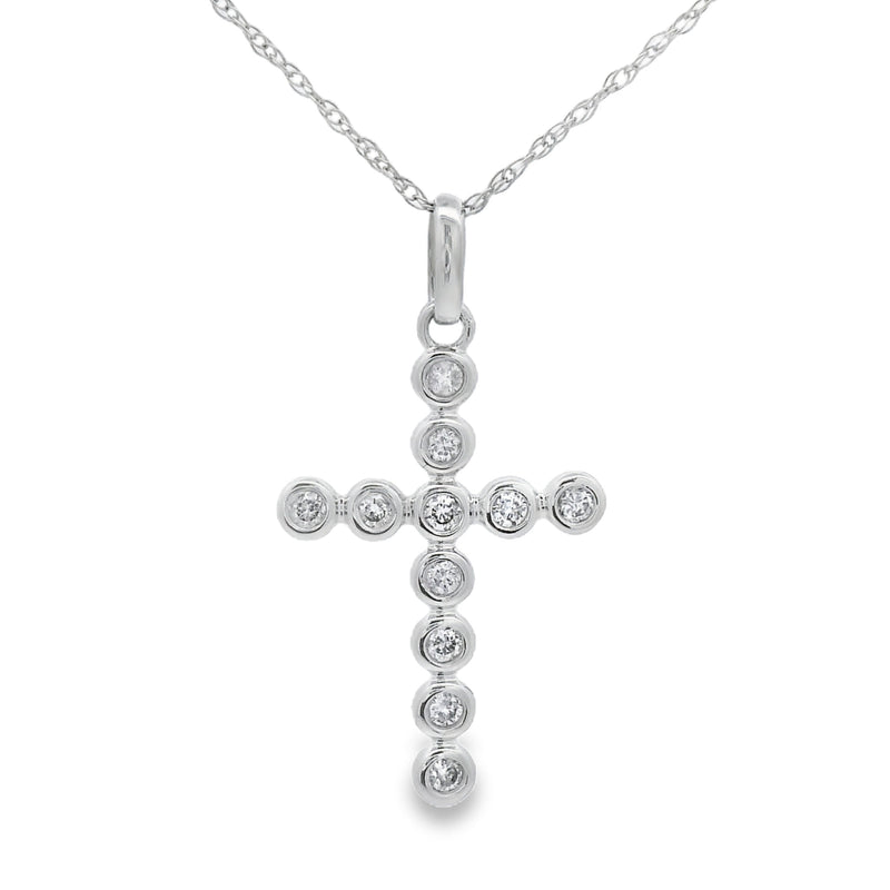Bids.com .15ct Diamond Cross Religious Pendant 14KT White Gold Pendants
