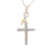 Bids.com .15ct Diamond Cross Religious Pendant Sterling Silver Pendants