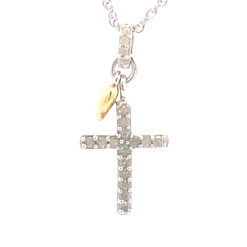 Bids.com .15ct Diamond Cross Religious Pendant Sterling Silver Pendants