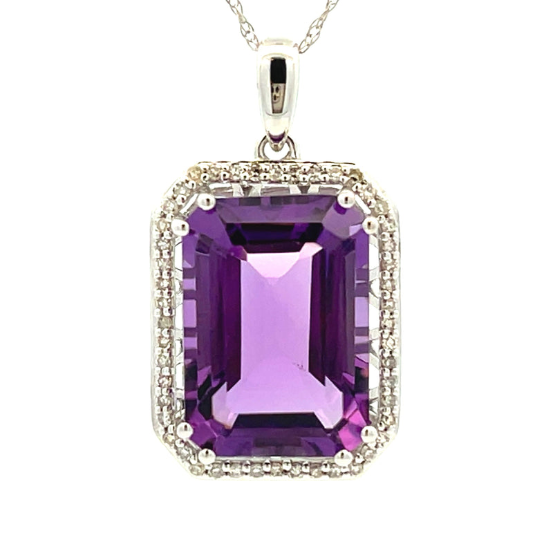 Bids.com Amethyst Diamond Fashion Pendants 14KT White Gold Pendants