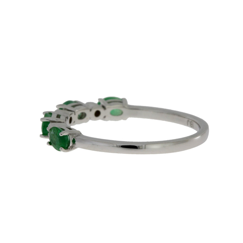 Bids.com Emerald Diamond Fashion band rings 14KT White Gold Rings