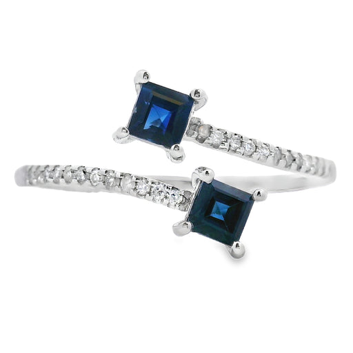 Bids.com .61ct Sapphire Diamond Ring 14KT White Gold Rings