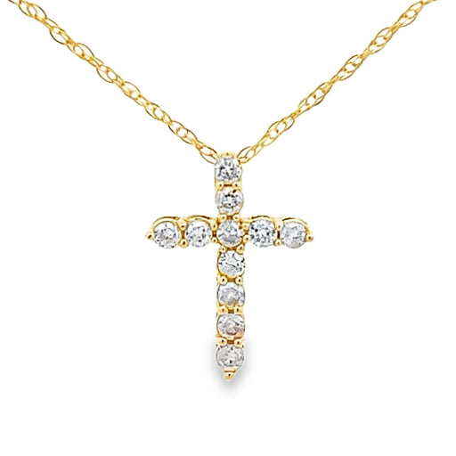 Bids.com .12ct Diamond Cross Religious Pendant 14KT Yellow Gold Pendants