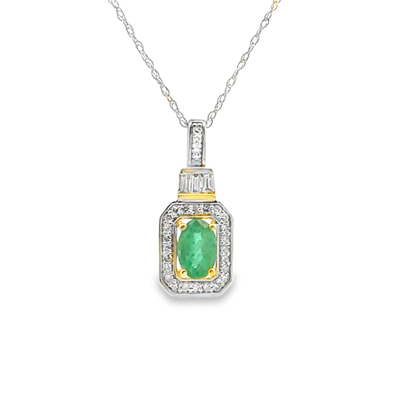 Bids.com .57ct Emerald Diamond Fashion Pendants 14KT Yellow Gold Pendants