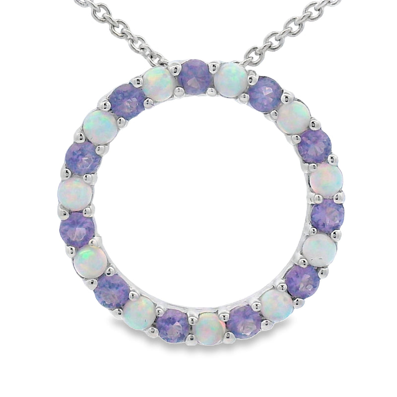 Bids.com Created Opal Circle of Love Pendant Sterling Silver Pendants