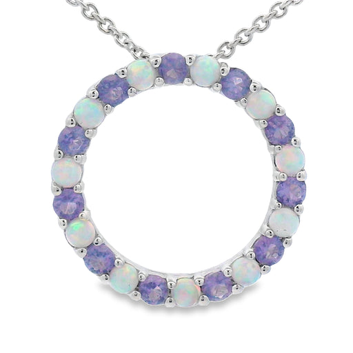 Bids.com Created Opal Circle of Love Pendant Sterling Silver Pendants