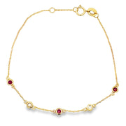 Bids.com .25ct Ruby Diamond Bracelet 14KT Yellow Gold Bracelets
