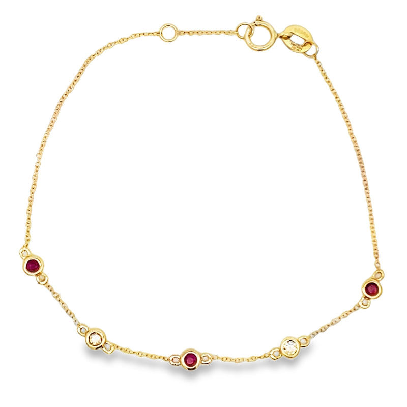 Bids.com .25ct Ruby Diamond Bracelet 14KT Yellow Gold Bracelets