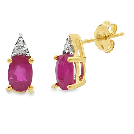 Bids.com 1.38ct Ruby Diamond Stud Earrings 10KT Yellow Gold Earrings