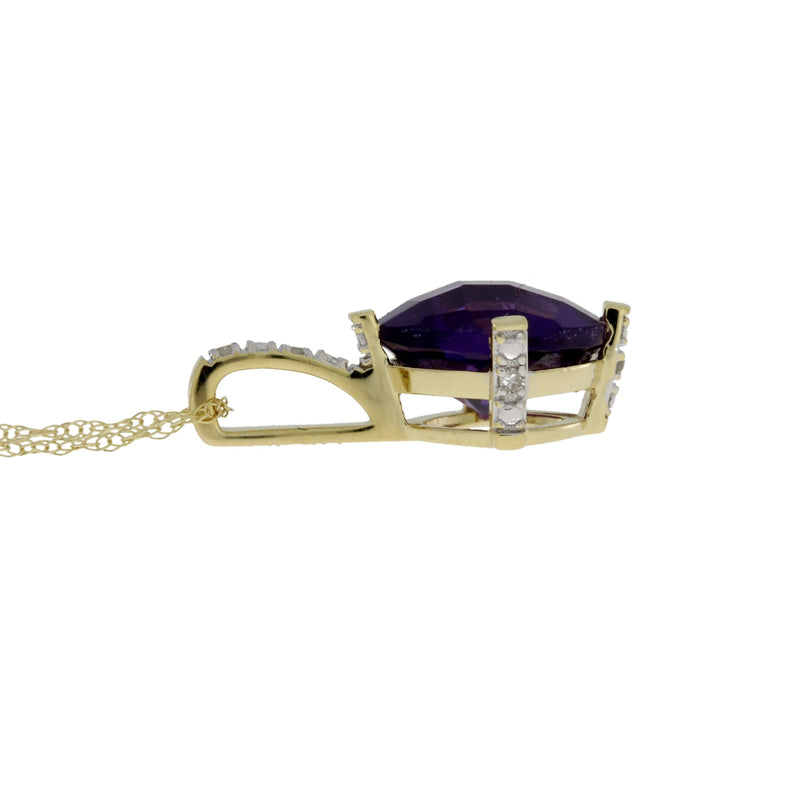 Bids.com Amethyst Diamond Fashion Pendants 10KT Yellow Gold Pendants