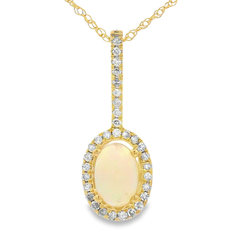 Bids.com .10ct Opal Diamond Fashion Pendants 10KT Yellow Gold Pendants