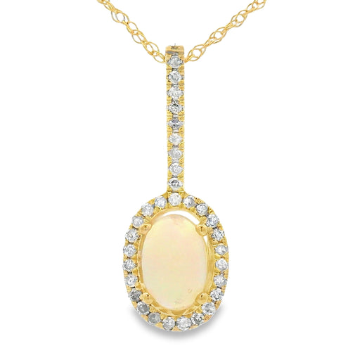 Bids.com .10ct Opal Diamond Fashion Pendants 10KT Yellow Gold Pendants