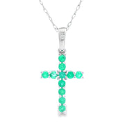 Bids.com .20ct Emerald Cross Religious Pendant 14KT White Gold Pendants