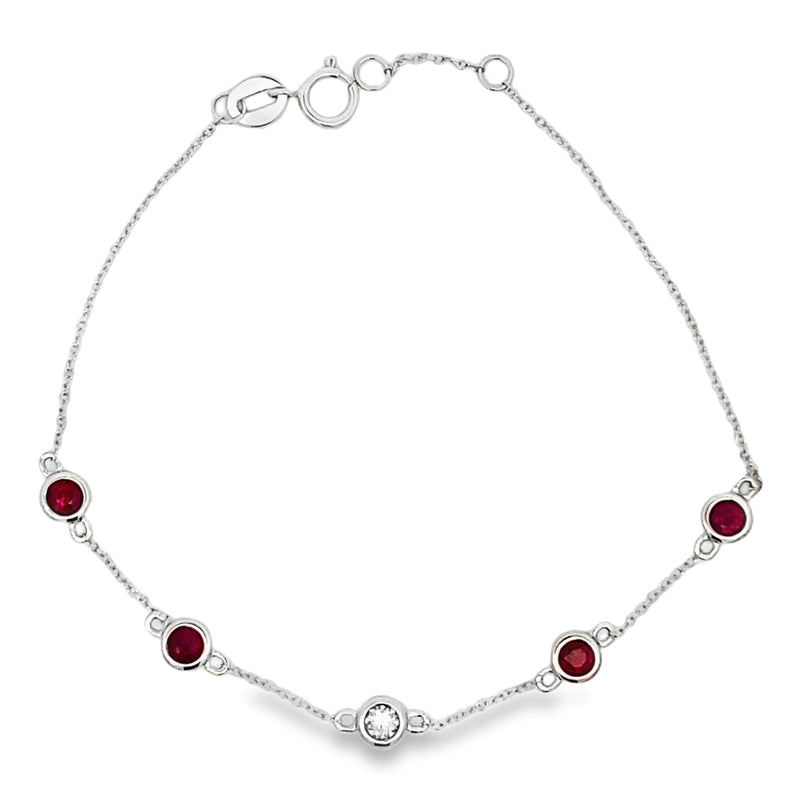 Bids.com .71ct Ruby Diamond Bracelet 14KT White Gold Bracelets