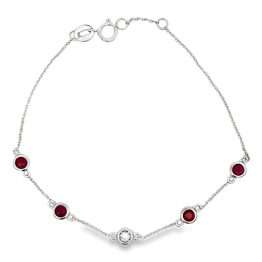 Bids.com .71ct Ruby Diamond Bracelet 14KT White Gold Bracelets