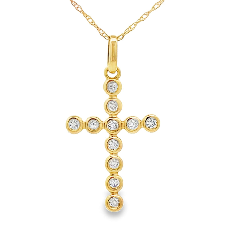 Bids.com .15ct Diamond Cross Religious Pendant 14KT Yellow Gold Pendants