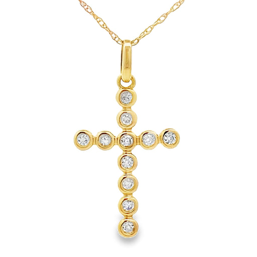 Bids.com .15ct Diamond Cross Religious Pendant 14KT Yellow Gold Pendants