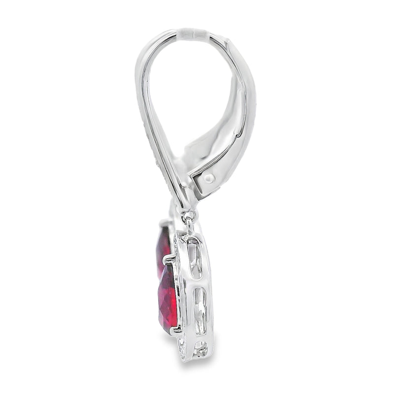 Bids.com 1.05ct Garnet Diamond Dangle Earrings 10KT White Gold Earrings