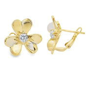 Bids.com Cubic Zirconia Flower Earrings Sterling Silver Earrings