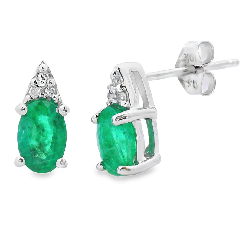 Bids.com 1.03ct Emerald Diamond Stud Earrings 10KT White Gold Earrings