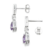 Bids.com .88ct Amethyst Diamond Dangle Earrings 10KT White Gold Earrings