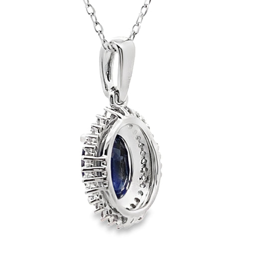 Bids.com Sapphire Diamond Fashion Pendants 10KT White Gold Pendants