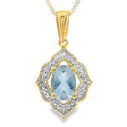 Bids.com Aquamarine Diamond Fashion Pendants 10KT Yellow Gold Pendants